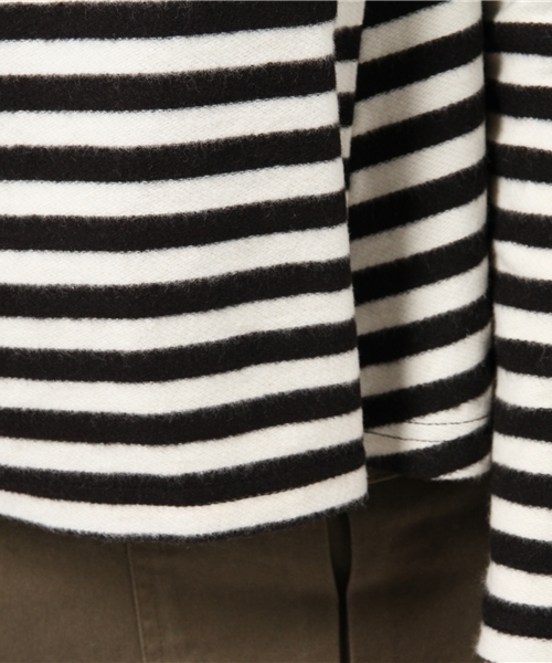 mystic(ミスティック)の「【mystic】ボーダーペプラムプルオーバー(Tシャツ/カットソー・レディース・オフホワイト/ネイビー/ブラック・フリ-)」の7枚目の写真