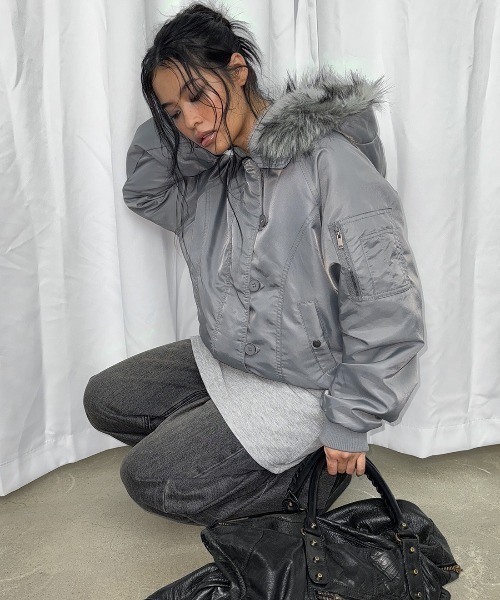 セール】[MADE] ヌニルファートリミングフードジャンパー（ブルゾン