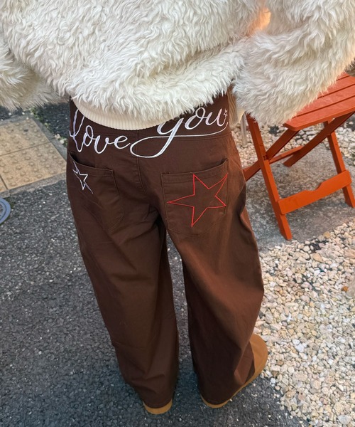 HALEY PESCA(ヘーリーペスカ)の「HALEY PESCA/バック刺繍 ワイドシルエットパンツ(その他パンツ・レディース・ベージュ/ブラウン・MEDIUM/SMALL)」の15枚目の写真