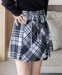 clear | チェック柄バックレースアップボックスプリーツスカート[着回し力抜群 ガーリー ミニ]≪AW新作≫(スカート)