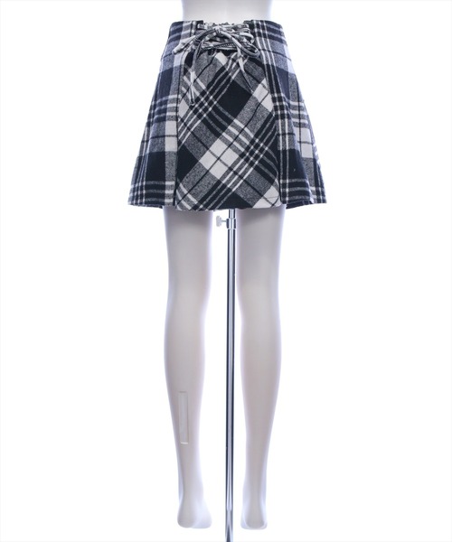 clear（クリア）の「チェック柄バックレースアップボックスプリーツスカート[着回し力抜群 ガーリー ミニ]（スカート・レディース・ブラック/ブラウン/ベージュ・F）」の11枚目の写真