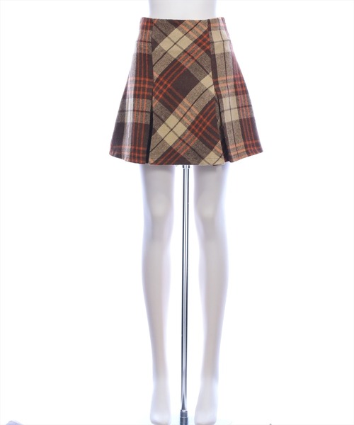 clear（クリア）の「チェック柄バックレースアップボックスプリーツスカート[着回し力抜群 ガーリー ミニ]（スカート・レディース・ブラック/ブラウン/ベージュ・F）」の19枚目の写真