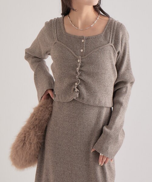 mystic（ミスティック）の「ニットビスチェ付き ワンピース（ワンピース・レディース・グレー/モカ・1/2）」の2枚目の写真