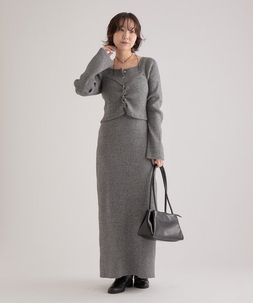 mystic（ミスティック）の「ニットビスチェ付き ワンピース（ワンピース・レディース・グレー/モカ・1/2）」の4枚目の写真