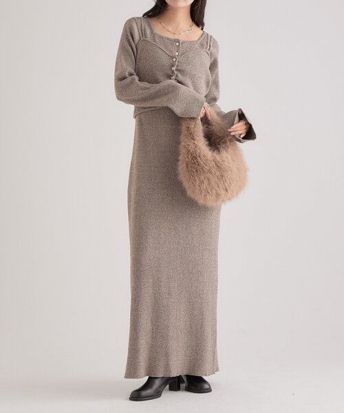 mystic（ミスティック）の「ニットビスチェ付き ワンピース（ワンピース・レディース・グレー/モカ・1/2）」の14枚目の写真