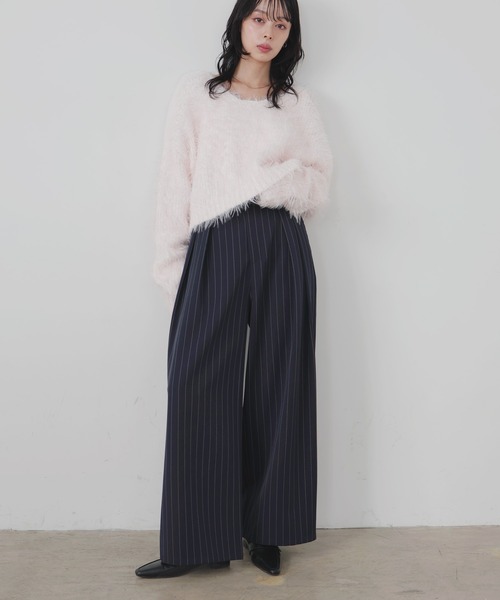 LIAN（リアン）の「【入荷禁止】ストライプタックパンツ（スラックス・レディース・チャコールグレー/ブラック/ネイビー・FREE）」の7枚目の写真