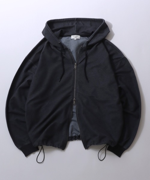 なとり フーディー 黒 Mサイズ セール】Drawstring Mini French Terry Sweat Zip Hoodie/無地 カット