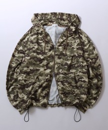 Drawstring Mini French Terry Sweat Zip Hoodie/無地 カットデニム カモフラ柄 ドローコード オーバーサイズ ミニ裏毛 フルジップパーカー  フーディー パーカー スウェット レディース メンズ