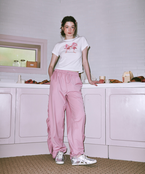 RONRON(ロンロン)の「DOUBLE RIBBON SLIM CROP T SHIRT WHITE PINK(Tシャツ/カットソー・レディース・その他・FREE)」の15枚目の写真