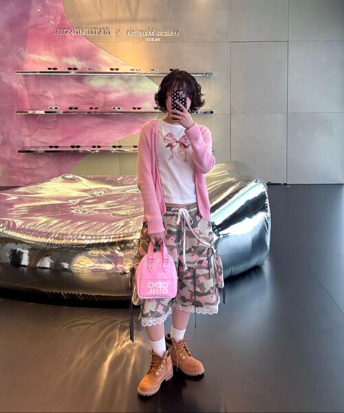 RONRON(ロンロン)の「DOUBLE RIBBON SLIM CROP T SHIRT WHITE PINK(Tシャツ/カットソー・レディース・その他・FREE)」の13枚目の写真