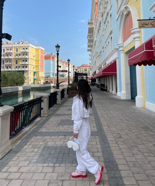 RONRON(ロンロン)の「DOUBLE RIBBON SLIM CROP T SHIRT WHITE PINK(Tシャツ/カットソー・レディース・その他・FREE)」の6枚目の写真