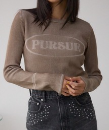 AZUL by moussy | ジャガードロゴリブトップス(Tシャツ/カットソー)