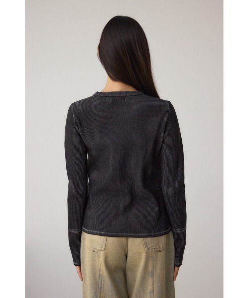 AZUL by moussy(アズールバイマウジー)の「ジャガードロゴリブトップス(Tシャツ/カットソー・レディース・ライトブラウン/ブラック/ダークブルー・FREE)」の10枚目の写真