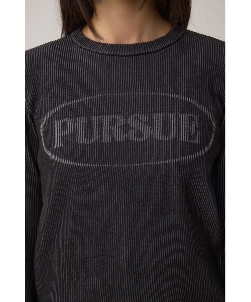 AZUL by moussy(アズールバイマウジー)の「ジャガードロゴリブトップス(Tシャツ/カットソー・レディース・ライトブラウン/ブラック/ダークブルー・FREE)」の11枚目の写真