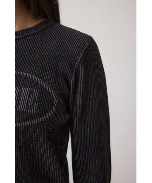 AZUL by moussy(アズールバイマウジー)の「ジャガードロゴリブトップス(Tシャツ/カットソー・レディース・ライトブラウン/ブラック/ダークブルー・FREE)」の12枚目の写真