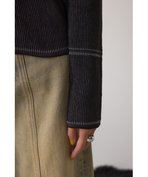 AZUL by moussy(アズールバイマウジー)の「ジャガードロゴリブトップス(Tシャツ/カットソー・レディース・ライトブラウン/ブラック/ダークブルー・FREE)」の13枚目の写真