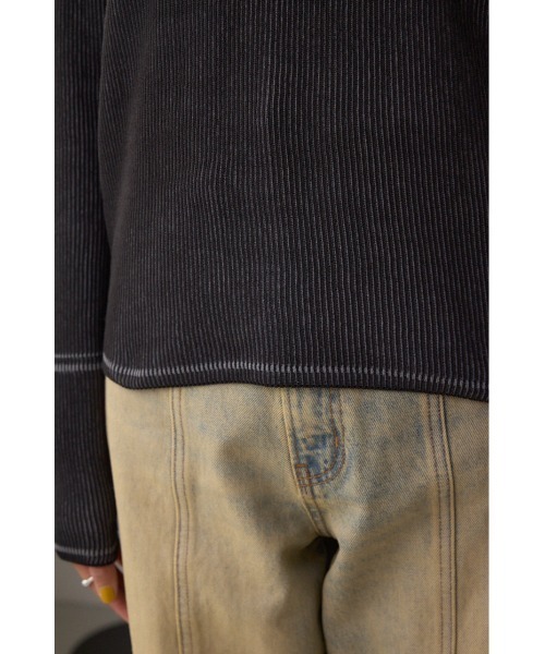 AZUL by moussy(アズールバイマウジー)の「ジャガードロゴリブトップス(Tシャツ/カットソー・レディース・ライトブラウン/ブラック/ダークブルー・FREE)」の14枚目の写真