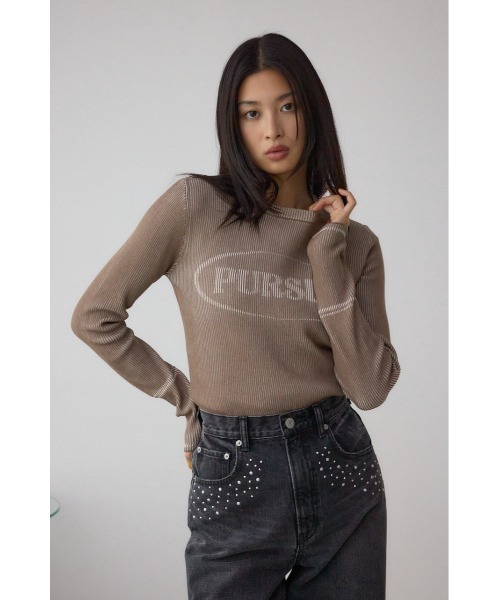 AZUL by moussy(アズールバイマウジー)の「ジャガードロゴリブトップス(Tシャツ/カットソー・レディース・ライトブラウン/ブラック/ダークブルー・FREE)」の17枚目の写真