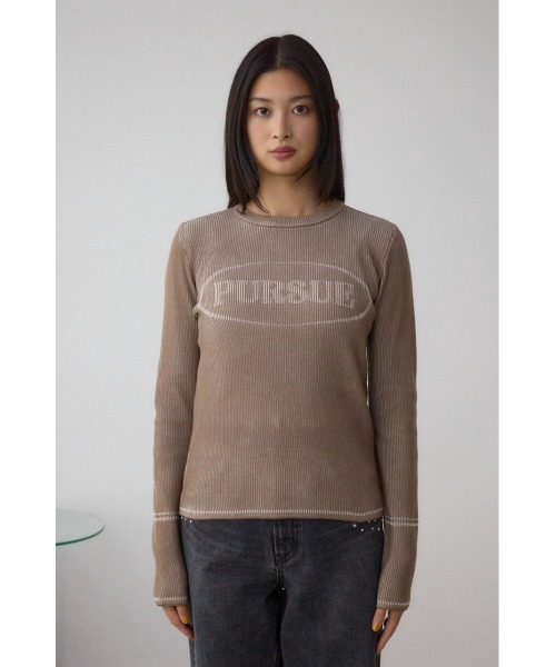 AZUL by moussy(アズールバイマウジー)の「ジャガードロゴリブトップス(Tシャツ/カットソー・レディース・ライトブラウン/ブラック/ダークブルー・FREE)」の19枚目の写真