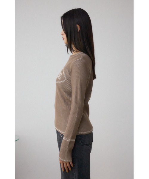 AZUL by moussy(アズールバイマウジー)の「ジャガードロゴリブトップス(Tシャツ/カットソー・レディース・ライトブラウン/ブラック/ダークブルー・FREE)」の20枚目の写真