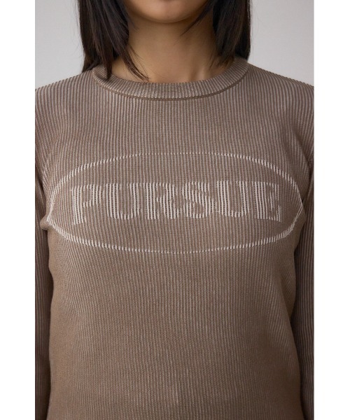 AZUL by moussy(アズールバイマウジー)の「ジャガードロゴリブトップス(Tシャツ/カットソー・レディース・ライトブラウン/ブラック/ダークブルー・FREE)」の22枚目の写真