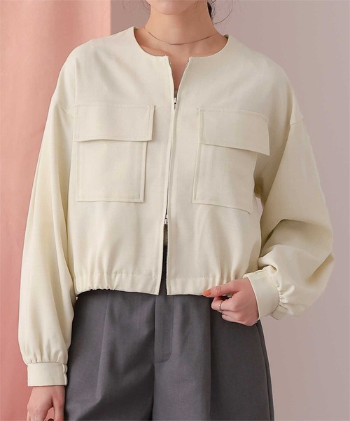 titivate(ティティベイト)の「ダブルポケットデザインブルゾン(ブルゾン・レディース・サンドベージュ/ライトイエロー/アイボリー/ブラック・L/M)」の2枚目の写真