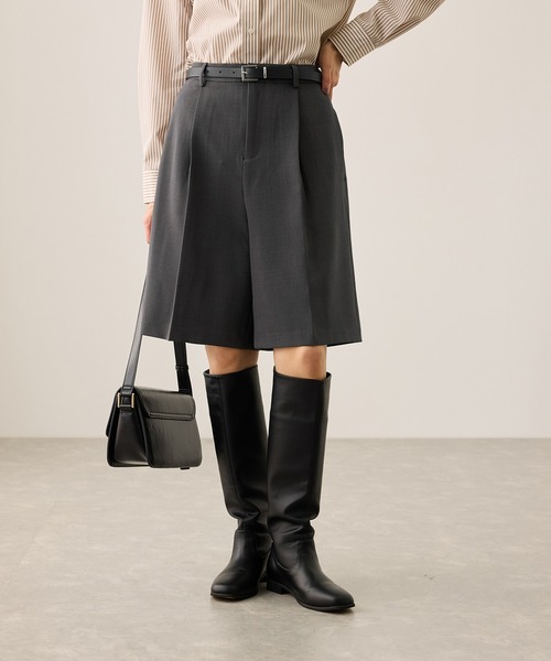 ROPE' PICNIC（ロペピクニック）の「ウエストタックハーフパンツ（その他パンツ・レディース・チャコールグレー/ベージュ系その他2/ブラック・S/M）」の2枚目の写真