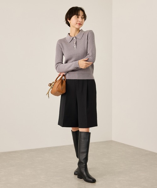 ROPE' PICNIC（ロペピクニック）の「ウエストタックハーフパンツ（その他パンツ・レディース・チャコールグレー/ベージュ系その他2/ブラック・S/M）」の4枚目の写真