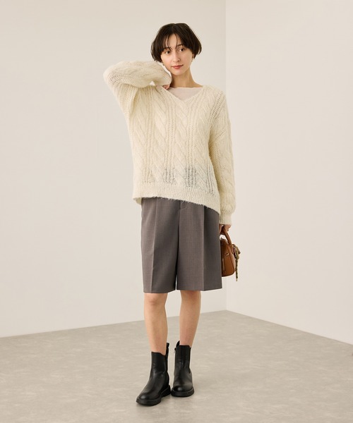 ROPE' PICNIC（ロペピクニック）の「ウエストタックハーフパンツ（その他パンツ・レディース・チャコールグレー/ベージュ系その他2/ブラック・S/M）」の8枚目の写真