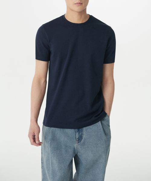 MUSINSA STANDARD（ムシンサスタンダード）の「マッスルフィットクルーネックモーダルTシャツ[ネイビー]（Tシャツ/カットソー・メンズ・その他・X-LARGE/XX-LARGE/XXX-LARGE/SMALL/MEDIUM/LARGE）」の2枚目の写真