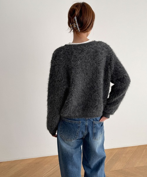 CANAL JEAN(キャナルジーン)の「El mar ヘアリーニットカーディガンwithバッグ(カーディガン/ボレロ・レディース・アイボリー/グレー/チャコールグレー・ONE SIZE)」の5枚目の写真