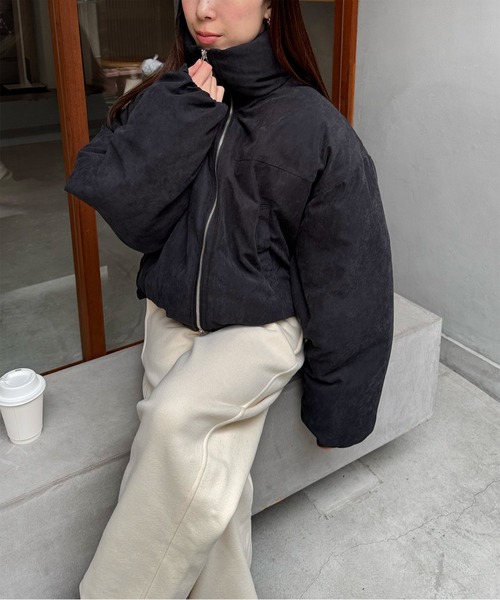 LE MORE（リモア）の「ピーチスキンショートダウンジャケット（ダウンジャケット/コート・レディース・ブラウン/ナチュラル/ブラック・FREE）」の5枚目の写真