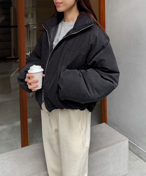 LE MORE（リモア）の「ピーチスキンショートダウンジャケット（ダウンジャケット/コート・レディース・ブラウン/ナチュラル/ブラック・FREE）」の6枚目の写真