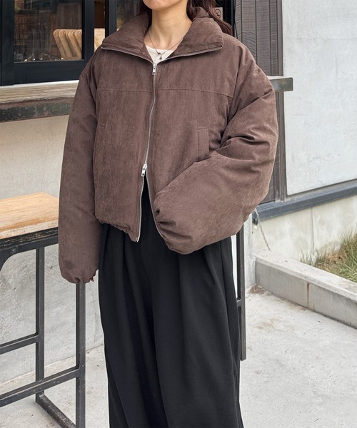 LE MORE（リモア）の「ピーチスキンショートダウンジャケット（ダウンジャケット/コート・レディース・ブラウン/ナチュラル/ブラック・FREE）」の12枚目の写真