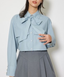 rienda | ビジューボタンボウタイシャツトップス 秋服 冬服(シャツ/ブラウス)