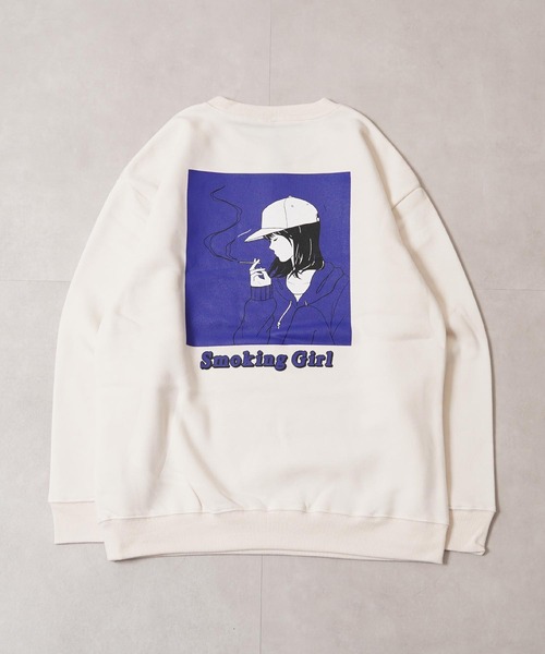 1111clothing(ワンフォークロージング)の「裏起毛 SMOKING イラスト オーバーサイズ スウェット / SMOKING Illustration Sweatshirt(スウェット・メンズ・ホワイト/ブラック/チャコールグレー・M/L/XL)」の6枚目の写真