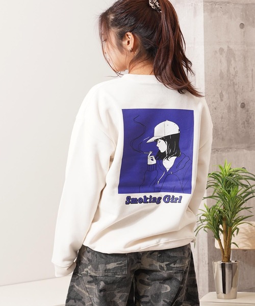 1111clothing(ワンフォークロージング)の「裏起毛 SMOKING イラスト オーバーサイズ スウェット / SMOKING Illustration Sweatshirt(スウェット・メンズ・ホワイト/ブラック/チャコールグレー・M/L/XL)」の10枚目の写真