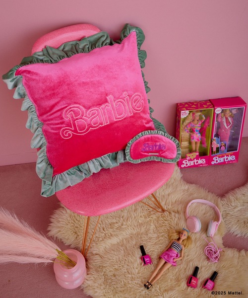 セール】《Barbie×ELLEgirl》ベロアフリルクッションカバー