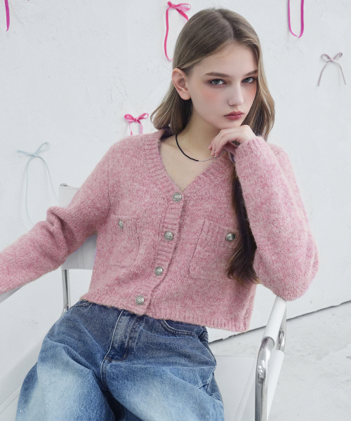 Vivacious(ビバシャス)の「Elodie Pocket Crop Knit Cardigan_5Colors(カーディガン/ボレロ・レディース・スカイブルー/グレー/ピンク/アイボリー/チャコール・FREE)」の11枚目の写真