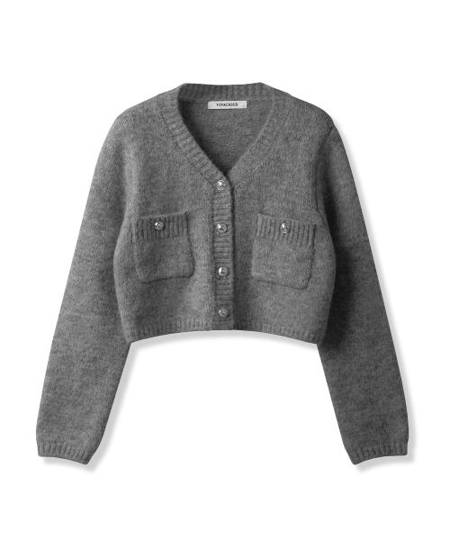 Vivacious(ビバシャス)の「Elodie Pocket Crop Knit Cardigan_5Colors(カーディガン/ボレロ・レディース・スカイブルー/グレー/ピンク/アイボリー/チャコール・FREE)」の12枚目の写真