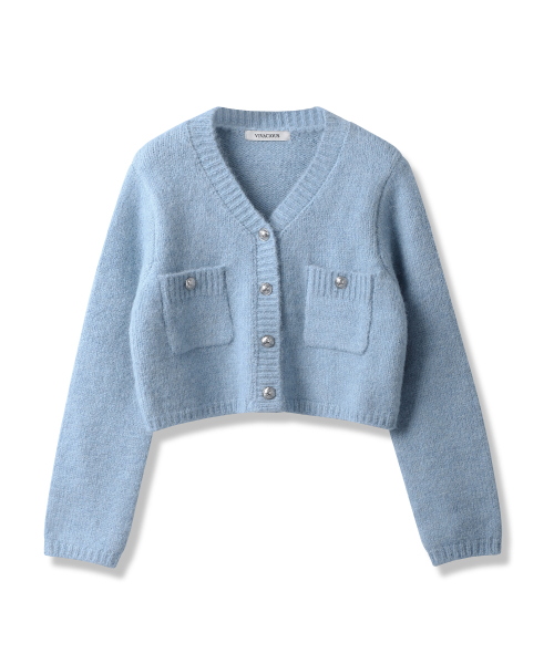 Vivacious(ビバシャス)の「Elodie Pocket Crop Knit Cardigan_5Colors(カーディガン/ボレロ・レディース・スカイブルー/グレー/ピンク/アイボリー/チャコール・FREE)」の13枚目の写真