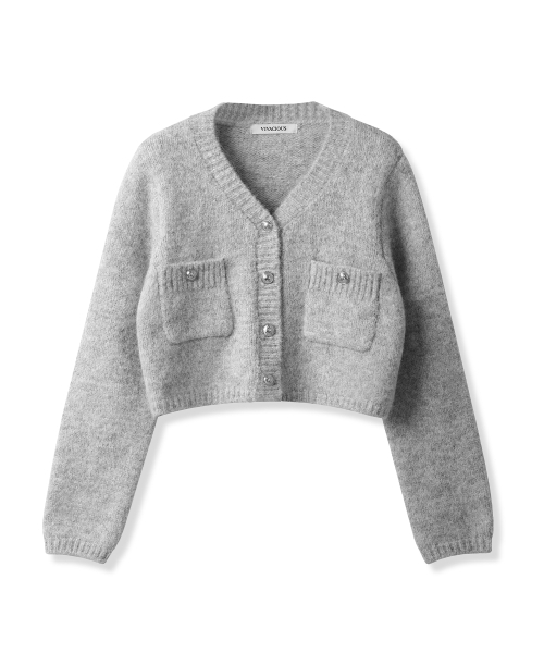 Vivacious(ビバシャス)の「Elodie Pocket Crop Knit Cardigan_5Colors(カーディガン/ボレロ・レディース・スカイブルー/グレー/ピンク/アイボリー/チャコール・FREE)」の14枚目の写真