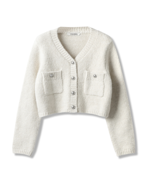 Vivacious(ビバシャス)の「Elodie Pocket Crop Knit Cardigan_5Colors(カーディガン/ボレロ・レディース・スカイブルー/グレー/ピンク/アイボリー/チャコール・FREE)」の15枚目の写真