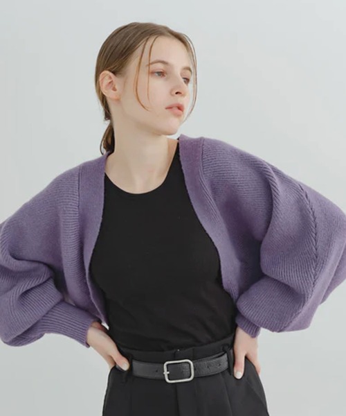 merrylatte（メリーラテ）の「ボリュームスリーブボレロ（カーディガン/ボレロ・レディース・アイボリー/パープル・FREE）」の2枚目の写真