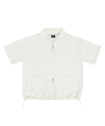 ACHA（アチャ）の「2ウェイハイネック半袖ジップアップ_アイボリー（ポロシャツ）」