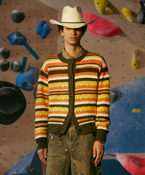 MIX CARA stripe knit cardigan Netcardigan IERO_FR2KJ02U — полосатый вязаный кардиган