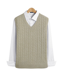 TOPBOY（トップボーイ）の「レギュラーフィット ねじりVネックニットベスト ベージュ（ベスト）」