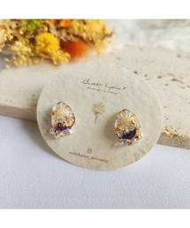【Sweetlupine】【Sweetlupine】小さな宝石【パープル】小ぶり フラワー カスミ草 レジン ♡ ニッケルイヤリング(MA)