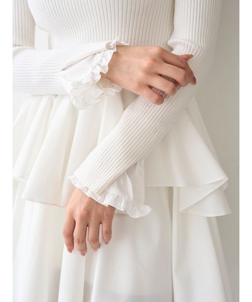 SNIDEL（スナイデル）の「Sustainableドッキングミニニットワンピース（ワンピース・レディース・オフホワイト/ブラック/ストライプ・F）」の11枚目の写真