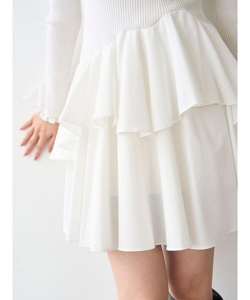 SNIDEL（スナイデル）の「Sustainableドッキングミニニットワンピース（ワンピース・レディース・オフホワイト/ブラック/ストライプ・F）」の12枚目の写真